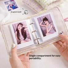 Mini 3-Inch Card Album With 20 Pages, Tweed Idol Card Holder, Mini Instant Camera Photo Album, Portable Loose-Leaf Folder, High-Quality Idol Fangirl Compact Card Case, Precise Metal Loose-Leaf Clasp, 1:1 Idol Visuals Personal Collection - Multicolor - View 5