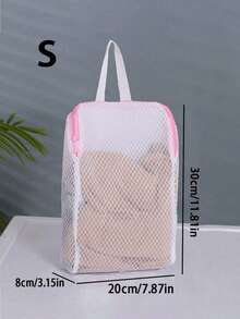 1pc Honeycomb Mesh Laundry Bag With Handle, 12x8 Inch Zipper Wash Bag For Delicates, Socks And Underwear - Pink And Blue, Breathable Laundry Organizer For Travel, Gentle Wash, Protects Lingerie, Delicates Care, Laundry Ty, Durable Zip, Compact Travel Essential, Multi-Use Washing Tote, Everyday Laundry Companion, Lightweight And Breathable Mesh Construction Enhances Airflow, Prevents Snagging Of Fabrics, Colorfast Finish, Easy To Wipe Clean, Ideal For Apartment Living And Campus Use - Multicolor - View 12