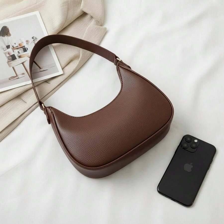 Santorini handbag Women's Baguette Bag, Spacious, Beautiful, Medium-Sized, Stylish, Casual Shoulder Bag - 咖啡 - 查看 1
