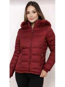 Waterproof Puffer Jacket - Red - View 3