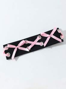 1件装时尚朋克风发箍，哥特式发饰，柔软防滑弹力镂空蝴蝶结设计，适合海滩、度假、瑜伽、日常佩戴的时尚发带 - 黑色 - 查看 2