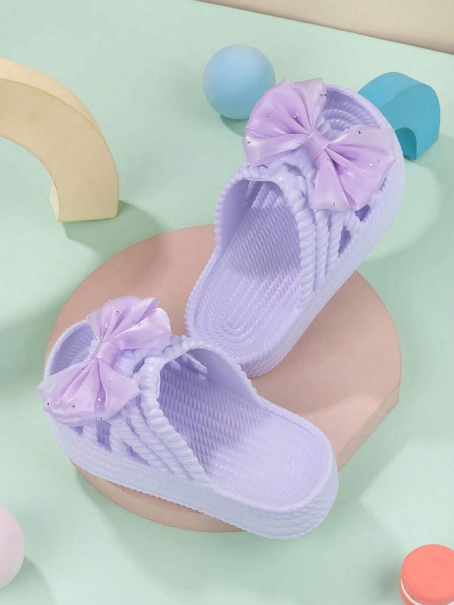 Sandalias para niñas, nuevas llegadas, moda, lindos zapatos de princesa con moño, versátiles y cómodos, chanclas de playa - Púrpura malva - Ver 1