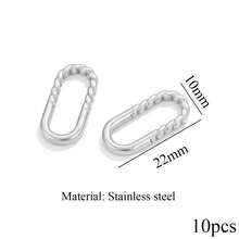 10件套不锈钢时尚扭纹椭圆形吊坠项链耳环手链连接件，DIY珠宝制作，适合日常佩戴 - 邊框吊墜 - 查看 13