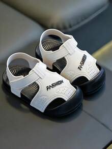 Cute Rhinestone Bow Open Toe Girls Sandals, Breathable Non-Slip Beach Holiday Shoes - Black and White - View 3