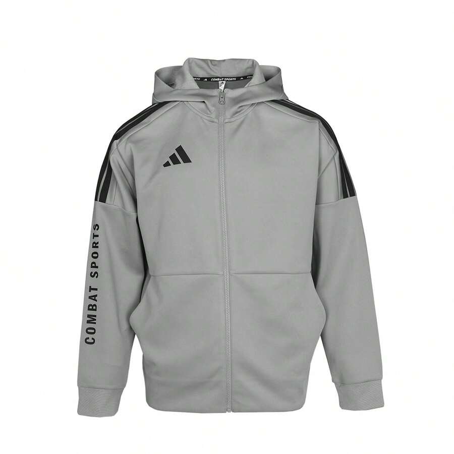 Adidas 阿迪达斯经典夹克，复古运动风衣，休闲上衣，复古校园街头风，男女皆宜 - 灰色 - 查看 1