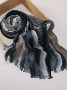 1pc Modest Hijab Asymmetrical Tie-Dye Tie Dye Muslim Headscarf, Soft And Breathable Modal Hijab Shawl - Multicolor - View 18