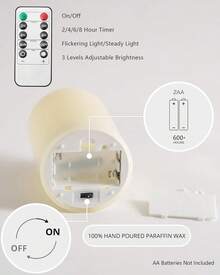 This 3-Pack Of Acrylic Flameless Column Candles Is Battery Powered And Creates A Romantic Atmosphere. It Includes A Remote Control Timer And Is A Flameless Electronic LED Candle Suitable For Weddings, Proposals, Valentine's Day, Company Parties, Home Décor, And Other Occasions. - Off White - View 8