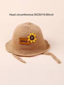 1pc Kids/Toddlers' Large Brim Summer Sun Hat With Mini Pattern, Baby Sun Protection Beach Cap - 1PC - View 2