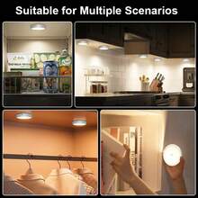 1pc LED Smart Motion Sensor Night Light, USB Rechargeable Wireless Magnetic LED Cabinet Lamp, Emergency Auto Lighting - Round - View 7