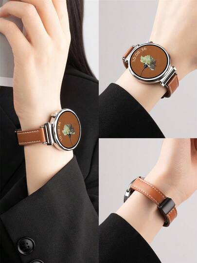 1条纤薄真皮磁吸表带，18mm/20mm/22mm，兼容三星Watch4/5/6/7、GT4/5/6等智能手表，男女皆宜作为礼物