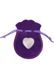 天然抛光石英晶体心形雕刻疗愈焦虑水晶，附赠天鹅绒袋，女士礼品（粉晶） - 粉色 - 查看 1