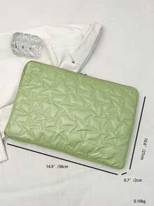 1pc Quilted Solid Color Minimalist Luxury Multi-Size Notebook/Tablet Carrying Case, 11"/13"/15" Laptop Bag, Star Print Plush Casual Unisex Tablet Protective Sleeve, Inner Bag, Document Bag, Laptop Sleeve, Computer Carrying Case Laptop Case Laptop Cover Computer Bag Carrying Hand Bag Laptop Bags Water Resistant Travel Essentials Travel Stuff Laptop Bag For Men Laptop Bag For Women - Mint Green - View 13