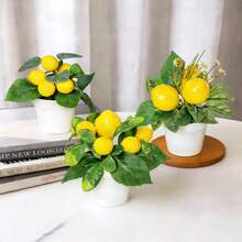 6-Inch Artificial Lemon Plant Potted Fake Lemon Tree, Small Potted Decor For Indoor/Outdoor, Home, Bathroom - A - View 3
