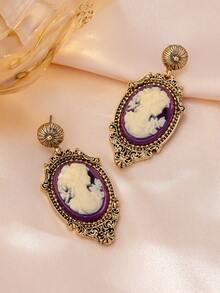 Women's Elegant Retro Beauty Head Luxury Earrings - Multicolor - View 4