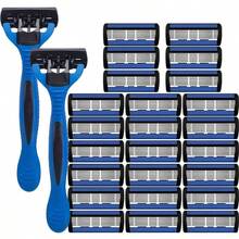 Juego de afeitadora manual para hombres/mujeres, cuchillas de afeitar de 6 capas reemplazables, herramientas de afeitado antideslizantes - Multicolor - Ver 13