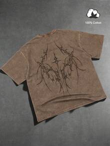 Men's Casual Comfortable Fashion T-Shirt, Street Style Y2K Cotton - Coffee Brown - View 2