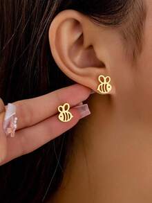 1Pair Small Bee Stud Earring Stainless Steel Mini Earrings For Women Girls Party Jewelry Gift - GED276 - View 10