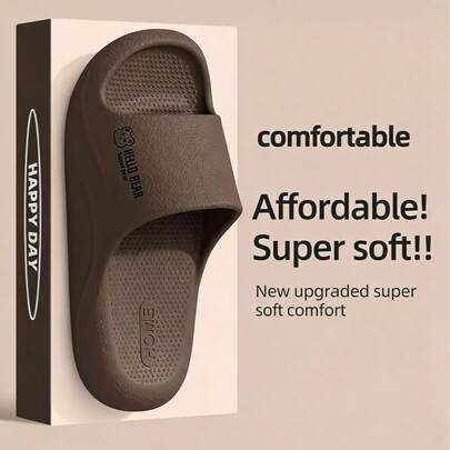 Summer Home Slippers, Women's Minimalist Letter & Bear Design, Flexible, Lightweight, Comfortable Indoor/Outdoor Couple Sandals (Suggest Ordering One Size Up)