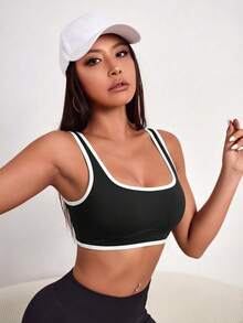 MFVIM 女士春夏运动文胸，性感无钢圈设计，交叉肩带，柔软透气面料，舒适高弹，适合休闲、通勤、户外、跑步、骑行、瑜伽、普拉提、健身房锻炼等场合。 - 黑色 - 查看 5