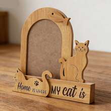Pet Memorial Photo Frame Adorable 6 Inch Cat Dog Pattern Picture Frame For Cat Lovers Home Office Decor - Plum - View 1