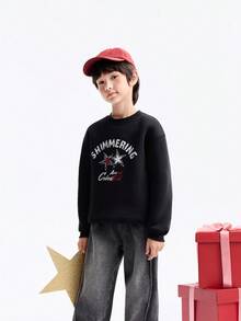 Annil 【新年祝福服装】儿童服装（男童和女童），加厚保暖，宽松版型，适合冬季休闲穿着，保暖舒适。 - 黑色 - 查看 2