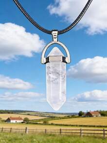 1 pieza Collar de cristal multicolor natural, collar de piedra preciosa hexagonal, collar colgante de chakra para hombres - columna hexagonal - Ver 8