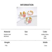 Set de 3 anillos de acero inoxidable con flores rosas y blancas de diseño elegante, adecuado para uso de mujeres o como regalo - Amarillo Oro - Ver 6