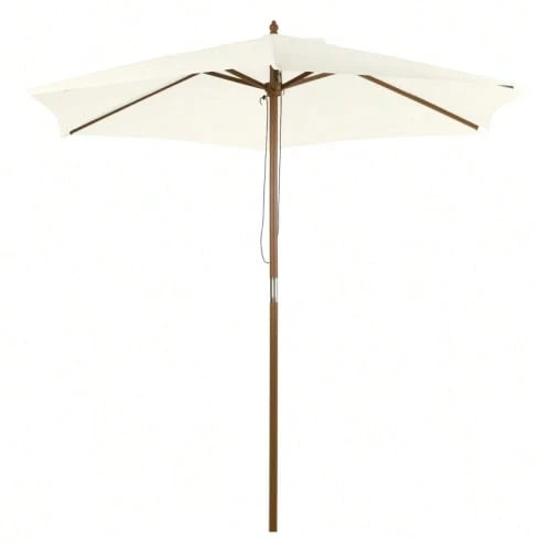 White Garden Parasol, 2.5m Diameter, 3 Tiers, Made Of Bamboo And Polyester, Ideal For The Garden And Terrace. Optimal Sun Protection. - B - View 1