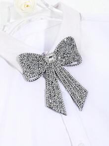 1件女士时尚闪亮水钻黑白浪漫领结，适合约会、派对、西装、学校、日常穿着、舞台主持等场合。 - 彩色 - 查看 9