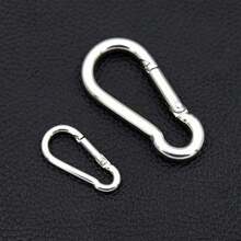 304 Stainless Steel Carabiner Clip, Mini Pear-Shaped Spring Hook For Outdoor,Keychain - Small Safety Locking Carabiner - Silver-M4 - 查看 6
