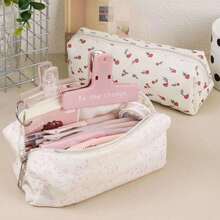 Rustic Floral Cosmetic Bag Organizer, Zipper Pen Pouch & Coin Purse - Multi-Use Travel Toiletry Bag - Multicolor - View 2