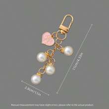 AD 时尚珍珠心形钥匙扣，配贝壳吊坠和珍珠流苏——少女心配饰，完美礼物 - 珍珠流蘇鑰匙鏈 - 查看 8