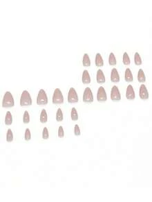 30pcs Nude Almond-Shaped Press-On Nails, Fashionable & Elegant False Nails Suitable For Women, Parties, Daily Wear, Easy To Apply & Reusable, Includes Jelly Gel & Nail File - Dusty Pink - View 2