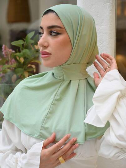 1pc Fashionable Casual Elegant Instant Hijab Cap, Classic Minimalist Stylish Modest Soft Modal Silk-Like Cotton Fabric, Breathable Comfortable Long Brim Dual-Use Hijab Cap Turban, Suitable For Daily Life, Festivals, Gatherings, Prayers