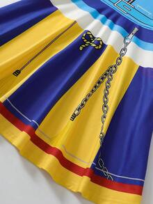 4-7 Years Old Girls' Dress, Puff Sleeve Design With Cute Cartoon Print Details, Fashionable And Stylish Dress For Family Outing, Casual Wear, Holiday Party, Daily Outfit - Multicolor - View 6