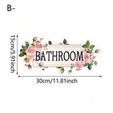 1/2/3 pièces Autocollants de porte de salle de bain à fleurs aquarelle, faciles à décoller et à coller. Décalcomanies de fleurs de rose, convenant pour les murs de salle de bain, autocollants de porte imperméables en PVC, décoration de vanité - Lettres florales - Voir 6