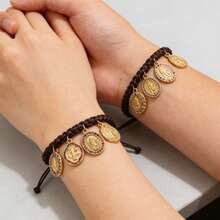 1 件 304 不锈钢镶嵌人造水晶圣母玛利亚吊坠 宗教饰品 DIY 饰品制作 圣母玛利亚项链饰品吊坠 - 金黃色 - 查看 3