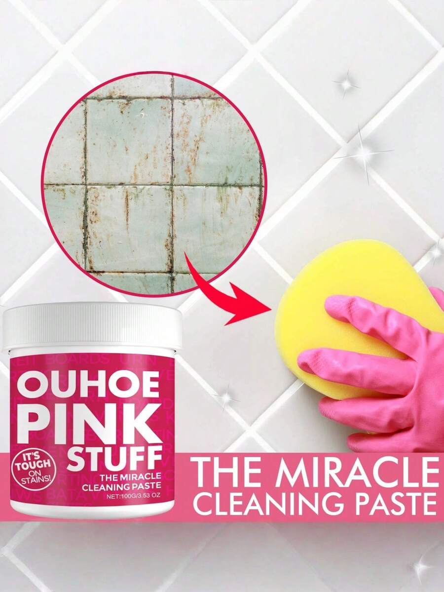 多用途清洁膏，可去除厨房顽固油污，粉色桶装通用清洁粉 - 固體 - 查看 1