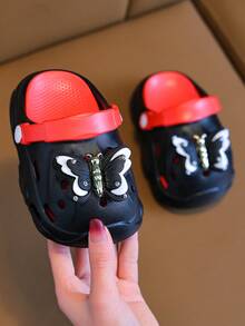 Kids Summer New Fashion Cartoon Cute Butterfly Soft Bottom Comfortable Slippers - Black - View 3