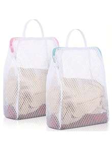 1pc Honeycomb Mesh Laundry Bag With Handle, 12x8 Inch Zipper Wash Bag For Delicates, Socks And Underwear - Pink And Blue, Breathable Laundry Organizer For Travel, Gentle Wash, Protects Lingerie, Delicates Care, Laundry Ty, Durable Zip, Compact Travel Essential, Multi-Use Washing Tote, Everyday Laundry Companion, Lightweight And Breathable Mesh Construction Enhances Airflow, Prevents Snagging Of Fabrics, Colorfast Finish, Easy To Wipe Clean, Ideal For Apartment Living And Campus Use - Multicolor - View 1