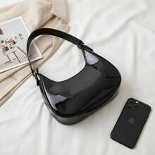 Santorini handbag Women's Baguette Bag, Spacious, Beautiful, Medium-Sized, Stylish, Casual Shoulder Bag - 黑色清漆 - 查看 1