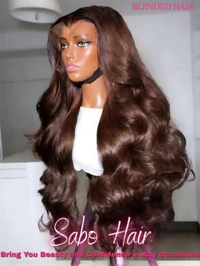 30 Inch 13x4 13x6 Body Wave Lace Front Wigs Human Frontal Hair 200% Density Pre-Plucked Hairline HD Transparent Lace No Shedding Blended Hair Suit For Daily Party Wedding Birthday Triple Use Chocolate Brown Color