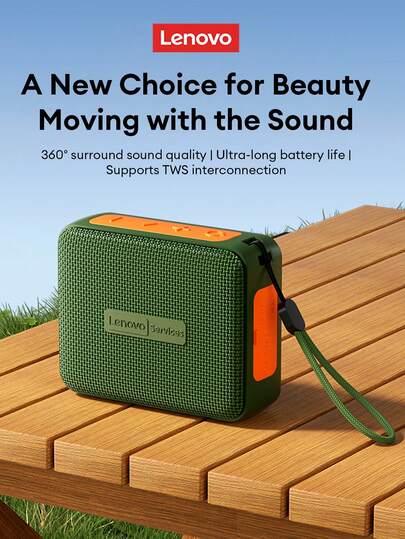  Lenovo HD108 Mini Bluetooth Speaker, 360° Surround Sound, High-Quality Music, Long Battery Life, TWS Pairing, Hanging Strap, Portable For Outdoor & Home Use, Compatible With Smartphones & Computers, Ideal Gift