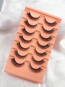 7 Pairs Fluffy Faux Mink Lashes Natural Long Eyelashes Reusable For Daily Wear Strip Lashes,Lashes,Eyelashes,Fake Lashes - Cat Eye Lashes - View 7