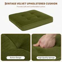 Sillas de comedor tapiceadas de ratán y terciopelo, sillas de cocina de 1 paquete con respaldo de caña alto y patas de madera para comedor, cocina o restaurante - Terciopelo verde - Ver 4