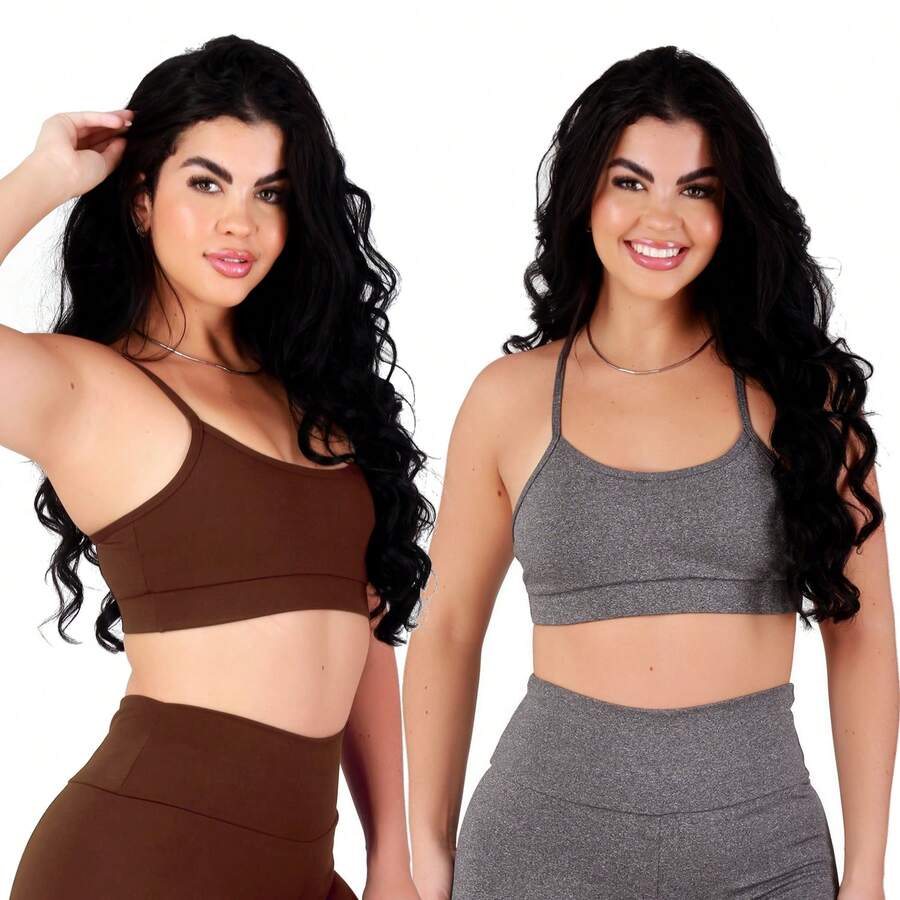 Work Fitness Kit 2 Top de Alça Premium Reforçado em Poliamida Alcinha Fitness de Academia