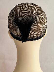 Comfortable Breathable Black Fishnet Wig Cap With Elastic Nylon Mesh Lining For Secure Fit - Black - View 10