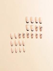 24 móng tay giả dài hình quan tài, với họa tiết hình bướm lấp lánh và nhiều màu sắc theo phong cách Châu Âu và Pháp. Đơn giản và cá tính, với thiết kế dễ dàng dán phủ kín toàn bộ móng. Thích hợp cho phụ nữ sử dụng hàng ngày và dự tiệc. - Nhiều màu - Xem 2