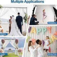 10x6.5ft Photo Backdrop Stand & Projector Screen Support - Adjustable Heavy Duty Metal Frame For Studio, Banner Display, Party Decor (Backdrop Only) - Perfect For Event Planning, Studio Setup, Content Creation, Trade Shows, And Wedding Photography - Black - View 7
