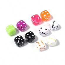 50pcs 8mm Black Acrylic Dice Beads, For DIY Jewelry Making - Fashionable Geometric Pattern - Dice - View 6